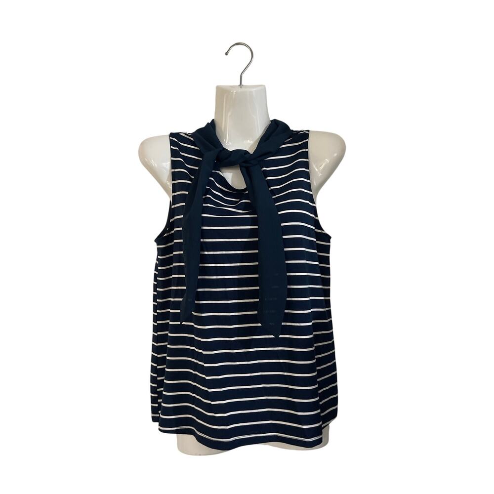 Cable & Gauge Striped Sleeveless Knit Top SZ S Preppy Coastal Nautical Casual